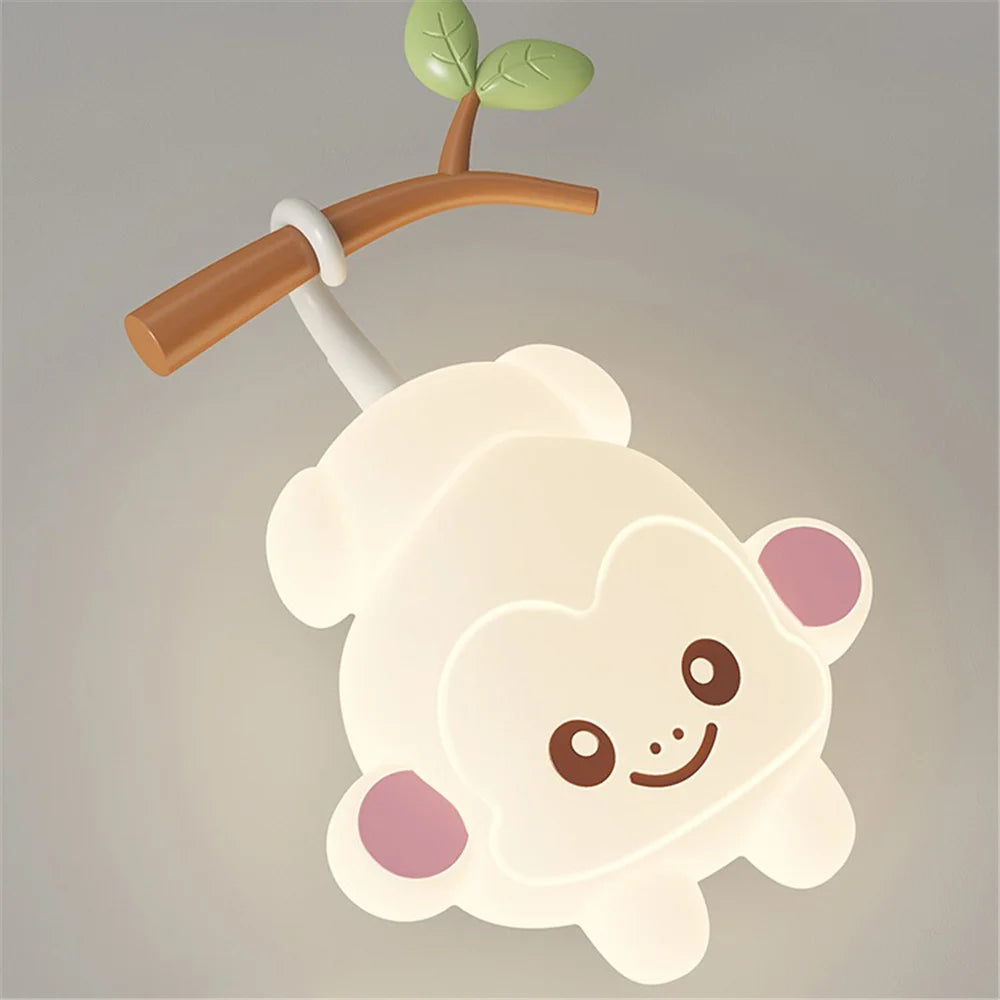 applique murale singe cartoon lumineuse pour chambre d'enfants - vue 5 sur 9