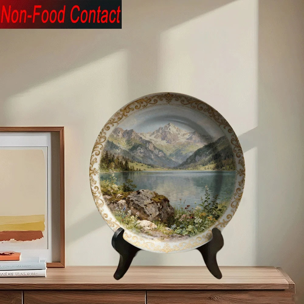 Assiette murale décorative céramique motif paysage élégant - vue 3 sur 5