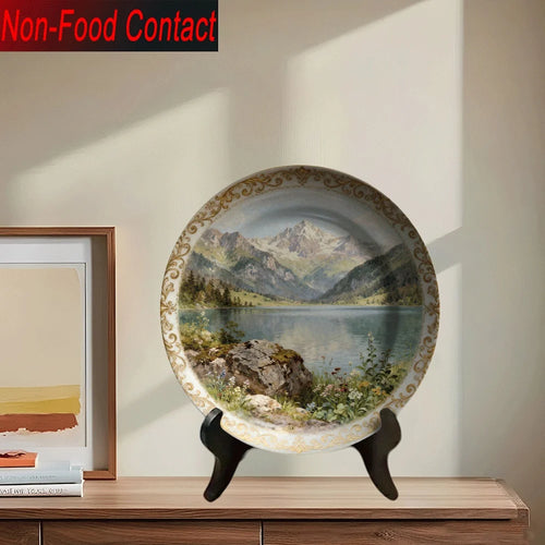 Assiette murale décorative céramique motif paysage élégant - vue 4 sur 5