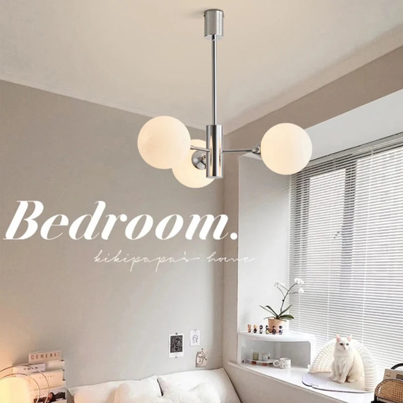 Lustre LED moderne pour chambre à coucher salle à manger lait blanc boule de verre cuisine décor à la maison - vue 3 sur 9