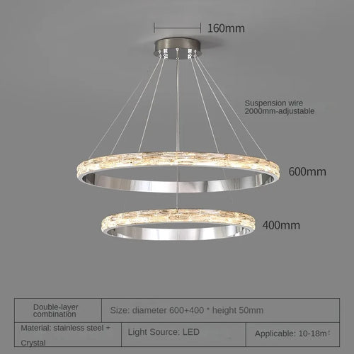 suspension en cristal luxueuse en acier inoxydable moderne - vue 11 sur 12