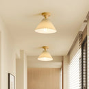 plafonnier moderne led bois tissu plissé