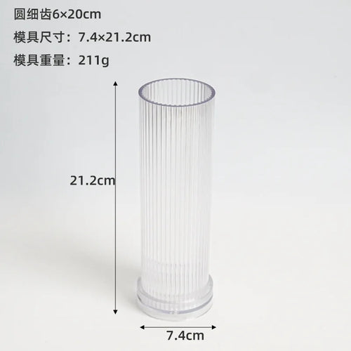 moule cylindrique à rayures pour fabrication de bougies en acrylique