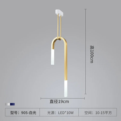 lustre led créatif en forme de u pour éclairage moderne - vue 7 sur 10