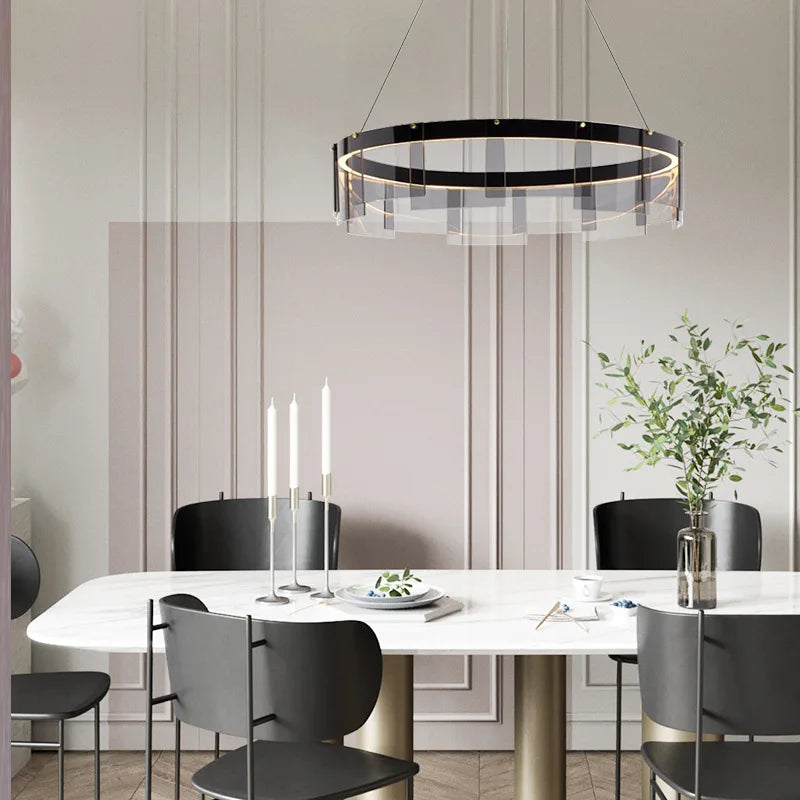 lustre design led en verre stratos pour intérieur - vue 3 sur 7
