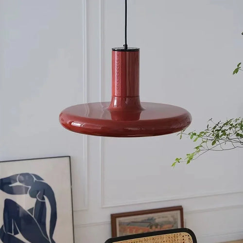SANDYHA rétro nordique ovni rouge disque volant suspension lampe couleur unie Led chambre salon salle à manger lumière décor à la maison lustre - vue 2 sur 7