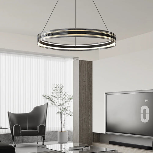 lustre circulaire en verre créatif pour un éclairage design - vue 2 sur 8
