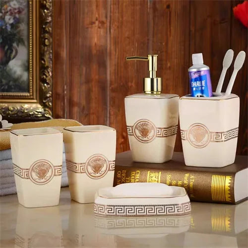 ensemble de 5 accessoires de salle de bain luxe pour mariage - vue 14 sur 20