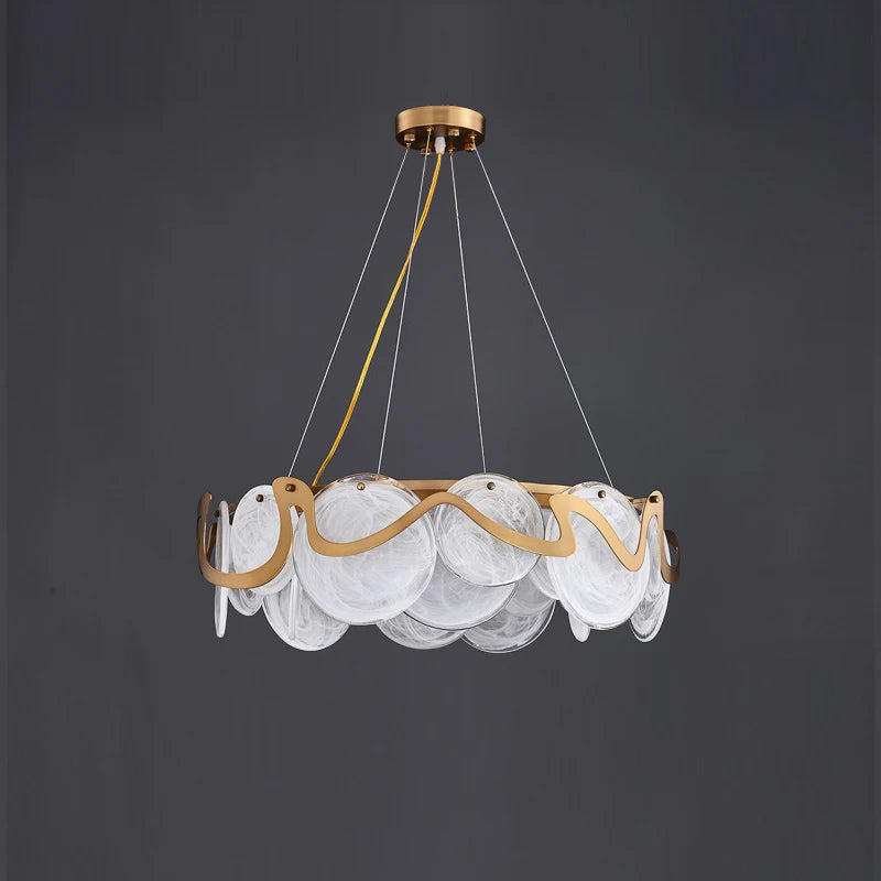 Modern crystal chandelier with adjustable suspension cable E14 pendant light,living room bedroom kitchen ceiling chandelier - vue 3 sur 16