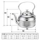 Theiere acier inox martelee 18l avec filtre integre