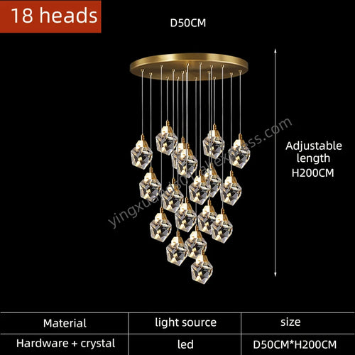 lustre en cristal suspendu pour un éclairage élégant et moderne - vue 12 sur 14