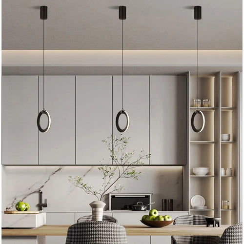 Lamp Modern LED Pendant Light Fixtures, Ring Pendant Lighting For Bedroom Bathroom Living Room, Small Hanging Pendant Light - vue 2 sur 10