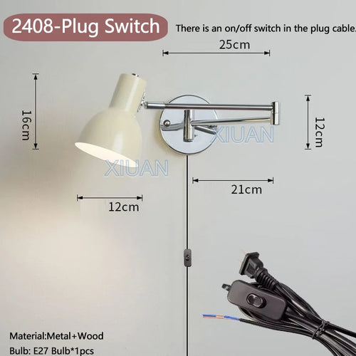 applique murale moderne bras pivotant led en tissu plissé métal - vue 20 sur 23