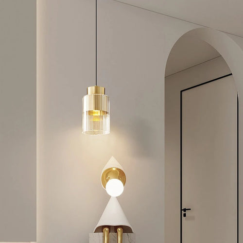 lustre moderne en verre transparent avec fil réglable - vue 3 sur 8