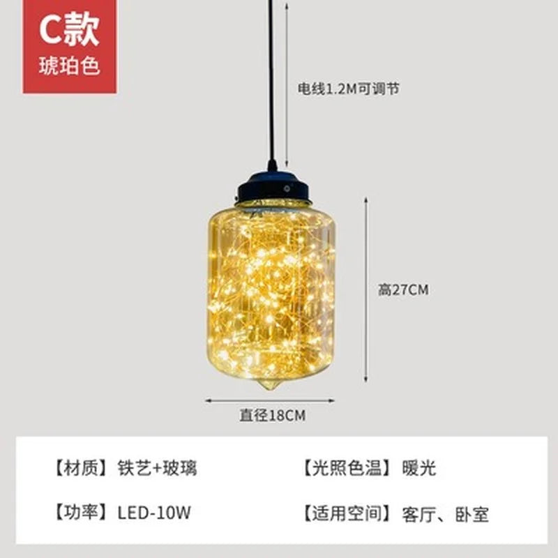 lustre nordique étoilé en verre pour décoration moderne - vue 16 sur 24