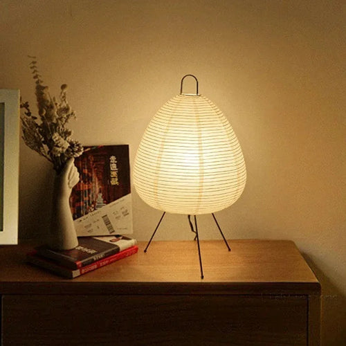 lampe de chevet wabi sabi en papier de riz rétro créative décorative - vue 3 sur 9