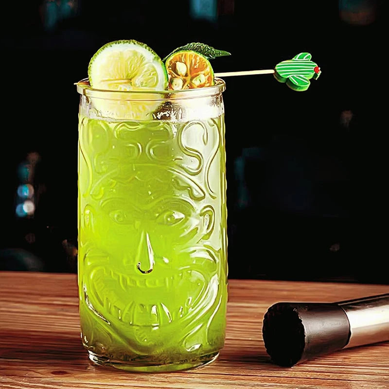 Mug tiki en verre style bar exotique cocktail - vue 4 sur 7