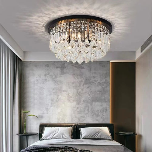 lustre led dimmable en cristal style américain luxueux - vue 4 sur 12