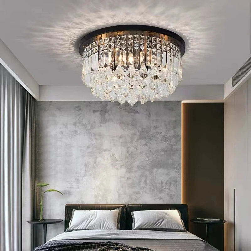 lustre led dimmable en cristal style américain luxueux - vue 4 sur 12