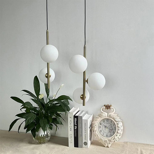Boule de verre nordique suspension LED lumières en laiton noir chambre suspension lampe moderne salon salle à manger décor luminaires - vue 4 sur 10