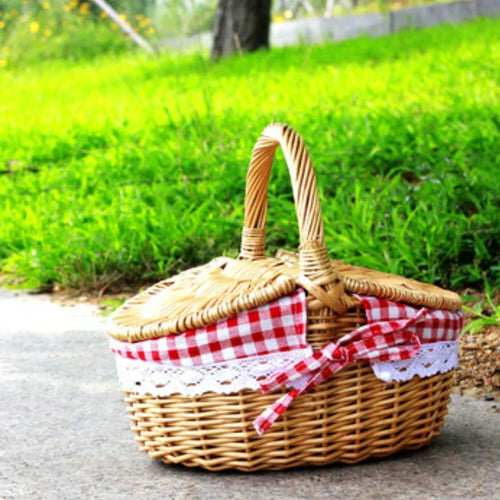 panier en osier tissé à la main pour pique-nique et rangement extérieur - vue 3 sur 9