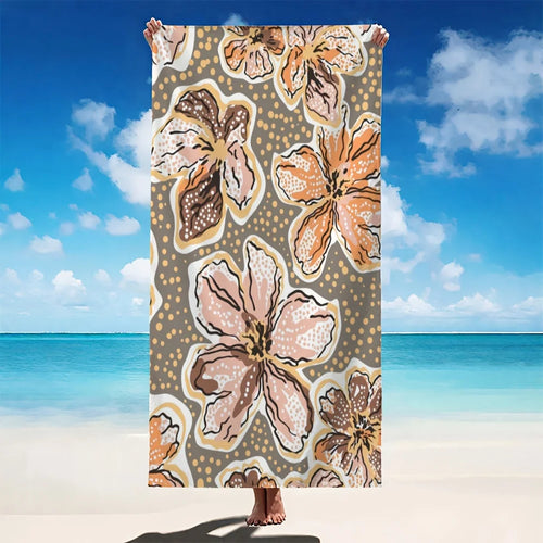 Serviette de plage vintage florale microfibre sechage rapide - vue 6 sur 6