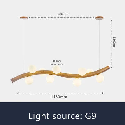 suspension luminaire en bois massif et verre simple - vue 10 sur 11