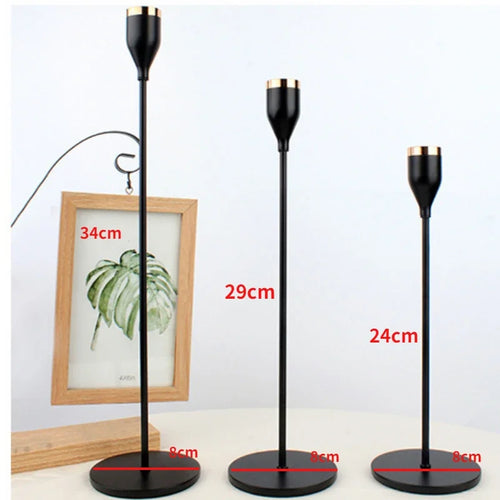 lot de 3 bougeoirs en métal pour décoration de mariage et fête - vue 12 sur 13