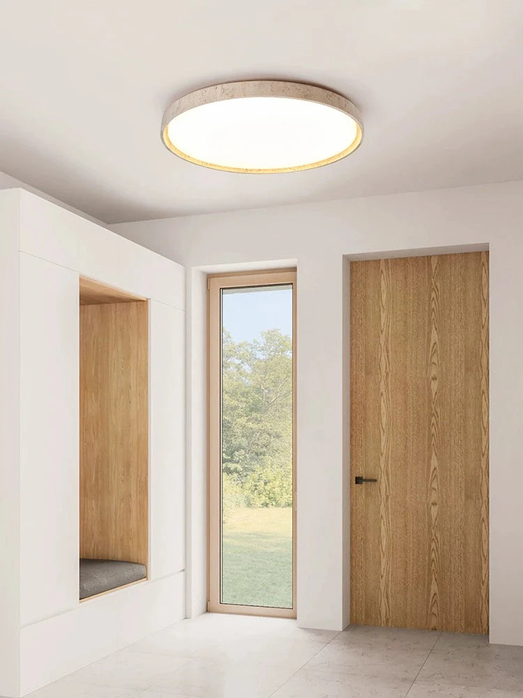 Led plafonnier pierre Downlight monté en Surface rétro luminaires noyer bûche bois couleur chambre salon grande lumière - vue 4 sur 13