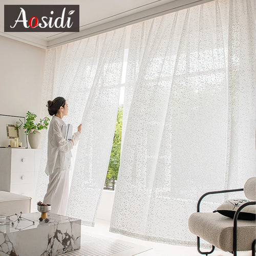 Voilage rideau tulle moderne pour salon chambre fenêtre - vue 3 sur 7