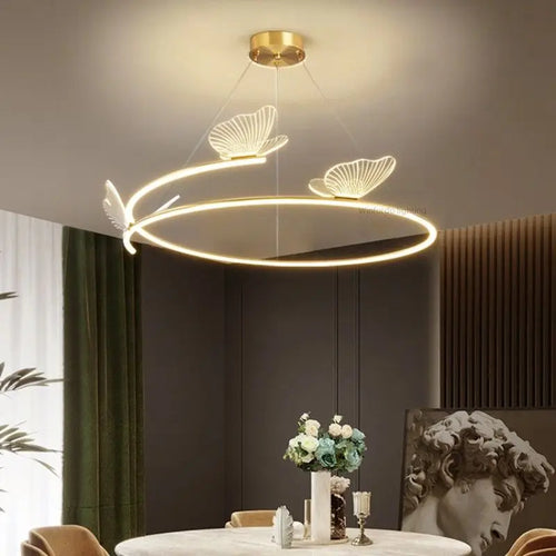Lustre design LED rond en forme de papillon - vue 3 sur 9