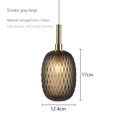 Lampe suspension verre blanc ambre moderne - vue 10 sur 11