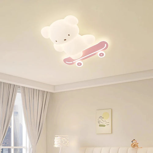 plafonnier ours skateboard lumineux pour chambre d'enfant moderne - vue 2 sur 8