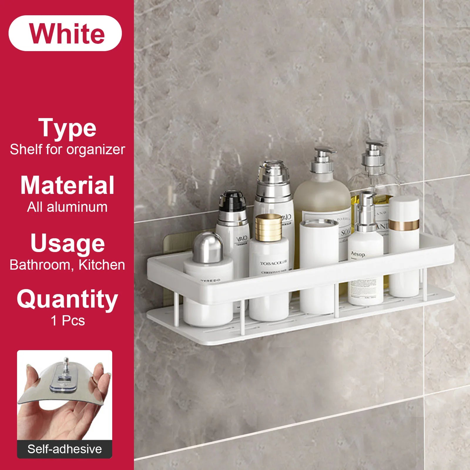 etagère murale sans perçage pour rangement de salle de bain et cuisine - vue 12 sur 30