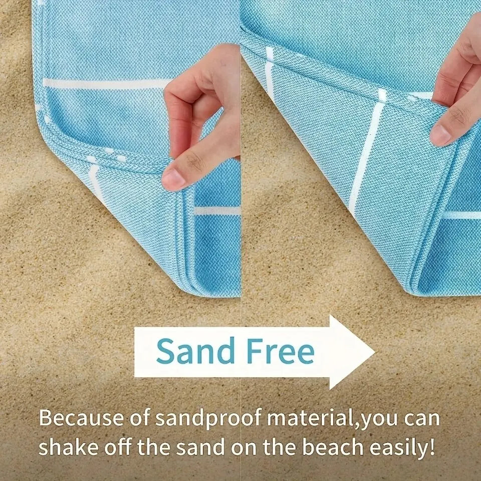 serviette de plage turque rayures pompons séchage rapide - vue 5 sur 7