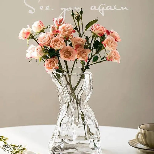 vase en verre transparent irrégulier pour décoration de table - vue 4 sur 5