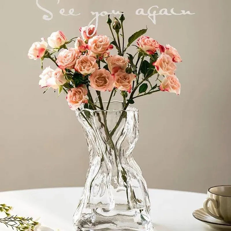 vase en verre transparent irrégulier pour décoration de table - vue 4 sur 5