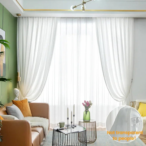 Voilage tulle semi froissé moderne pour salon chambre - vue 9 sur 9