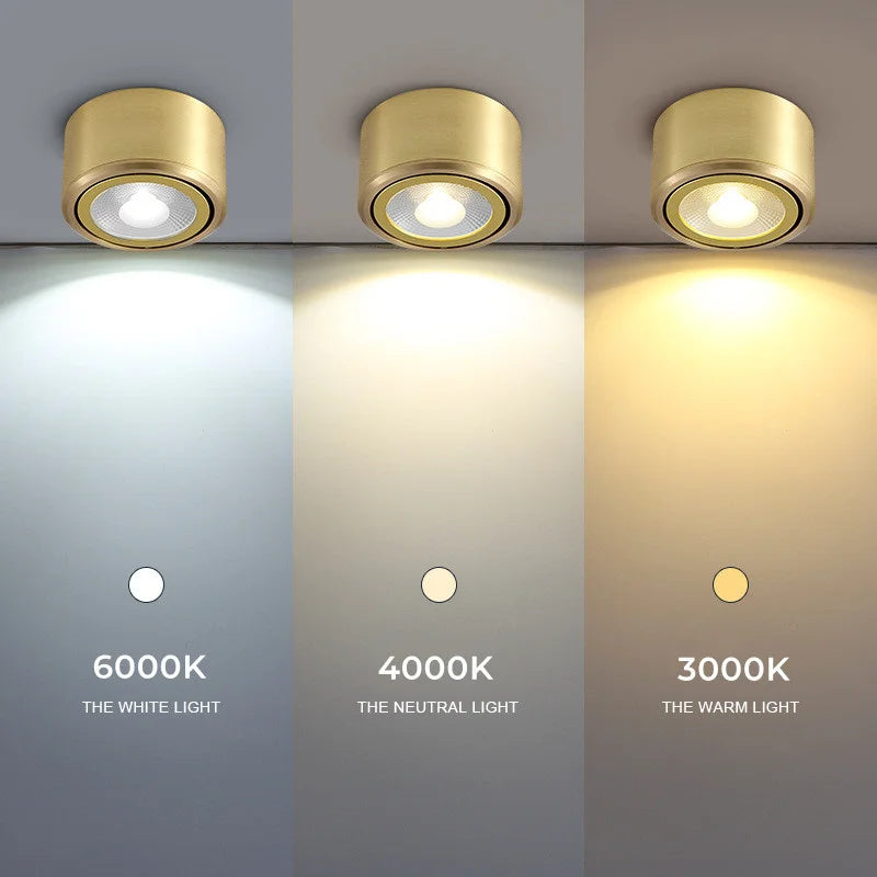 downlight led en cuivre spots réglables cob pour décor maison - vue 4 sur 8