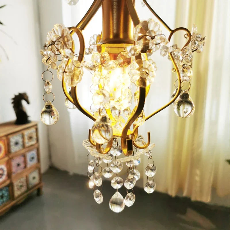 suspension en cristal rétro doré pour décoration intérieure élégante - vue 5 sur 8