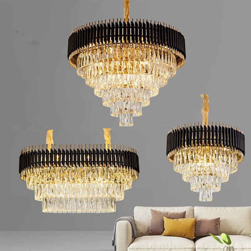 lustre moderne de luxe en cristal k9 led suspendu - vue 1 sur 12
