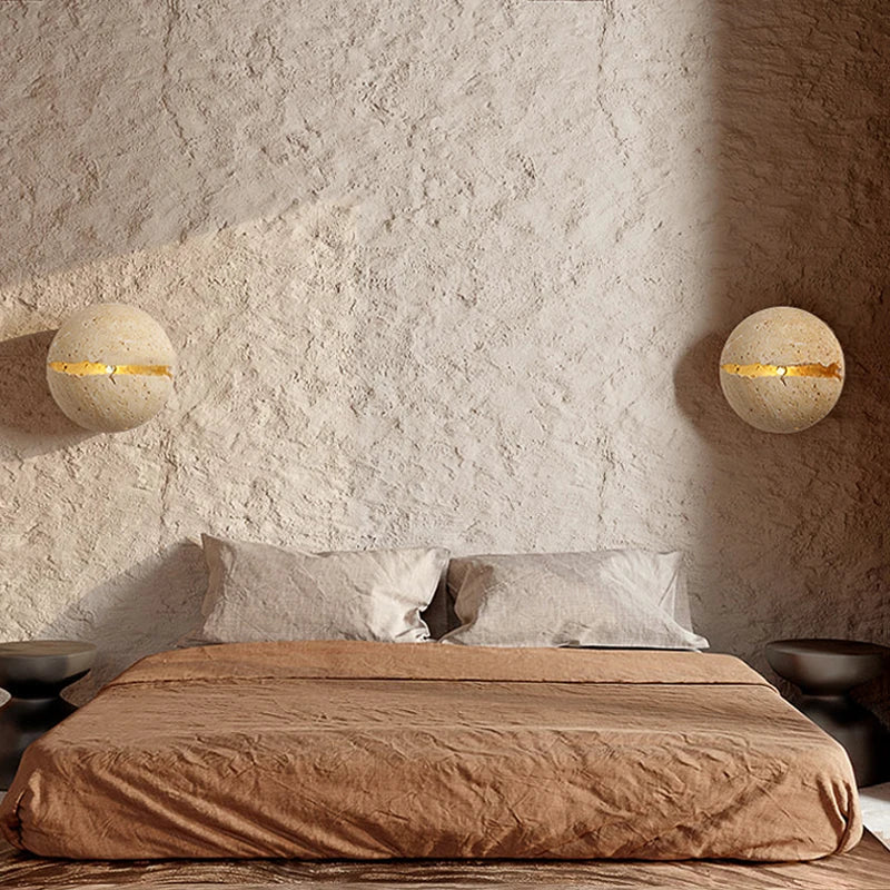 applique murale Style chaud Wabi Sabi naturel jaune grotte pierre salon couloir escalier chez l'habitant hôtel Led décoration chaude - vue 3 sur 6