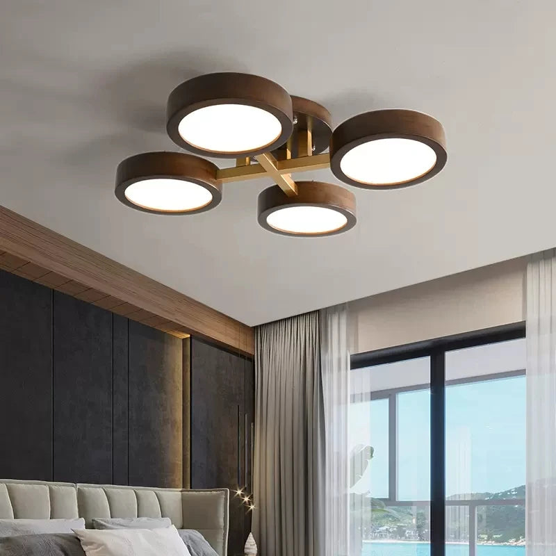 lustre led moderne en bois pour décoration intérieure élégante - vue 3 sur 9