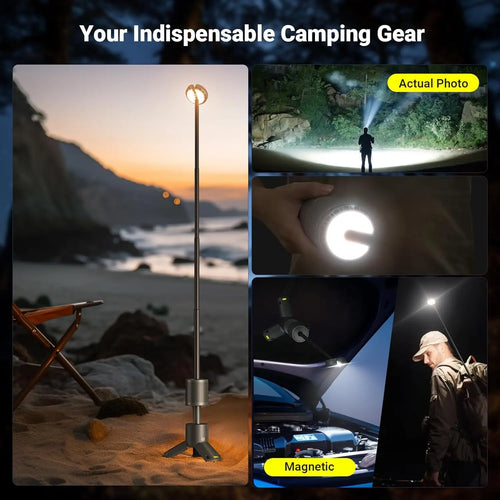 LED Outdoor Camping Lantern, UBS Rechargeable, Adjustable Color Temperature Outdoor Portable Lantern, IP65 Waterproof, Retractab - vue 6 sur 8