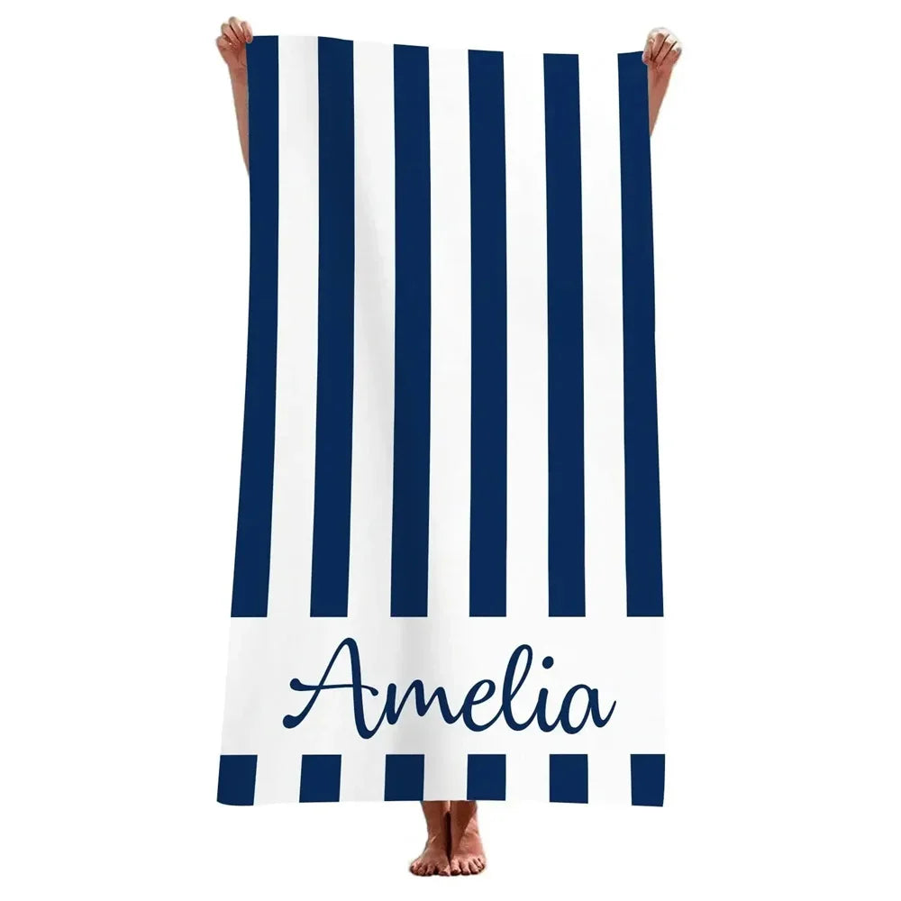 serviette de plage rayée personnalisée microfibre absorbante