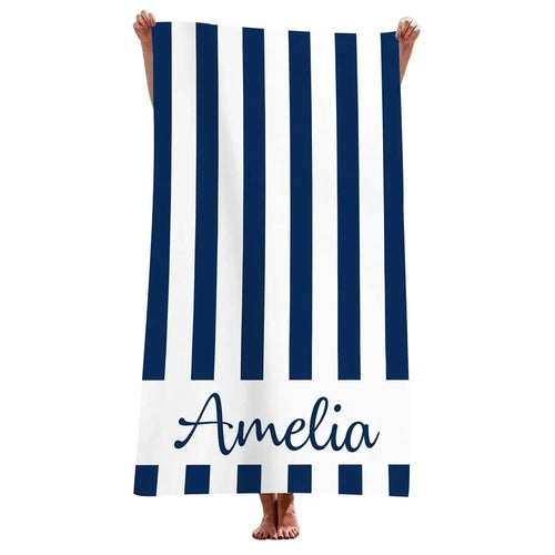 serviette de plage rayée personnalisée microfibre absorbante
