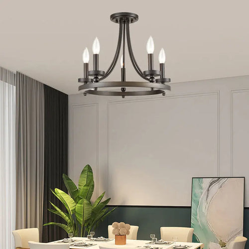 lustre américain en fer avec bougies simple personnalité rétro - vue 2 sur 7