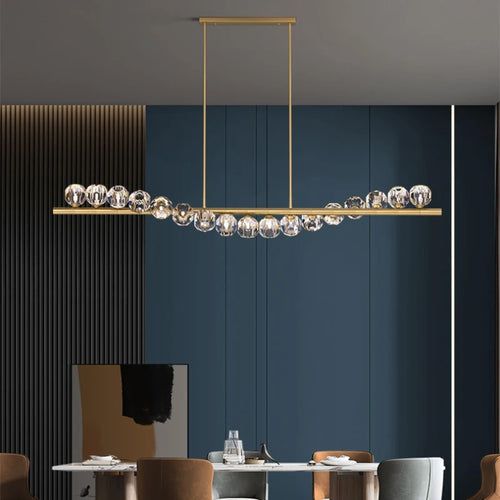 lustre moderne en cristal cuivre avec éclairage réglable - vue 3 sur 6