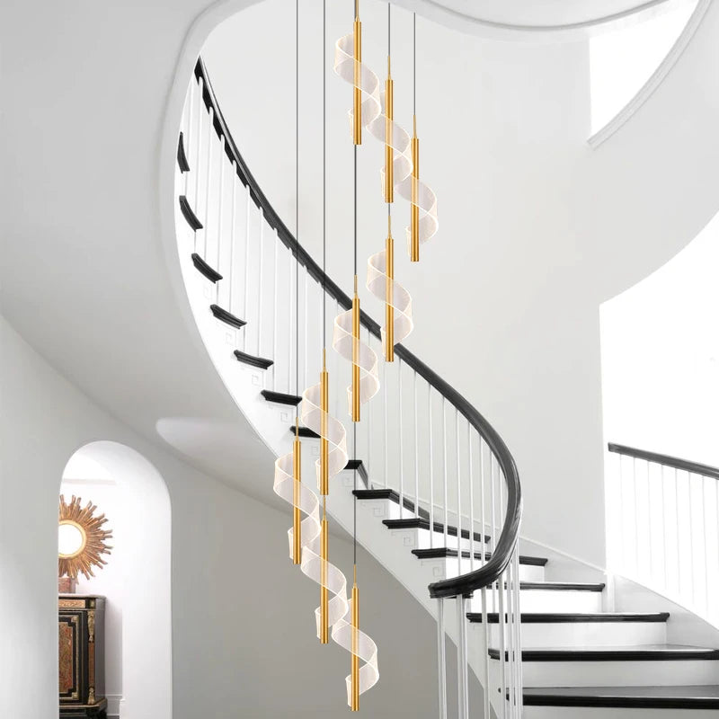 lustre led moderne en acrylique pour escaliers en colimaçon - vue 6 sur 17