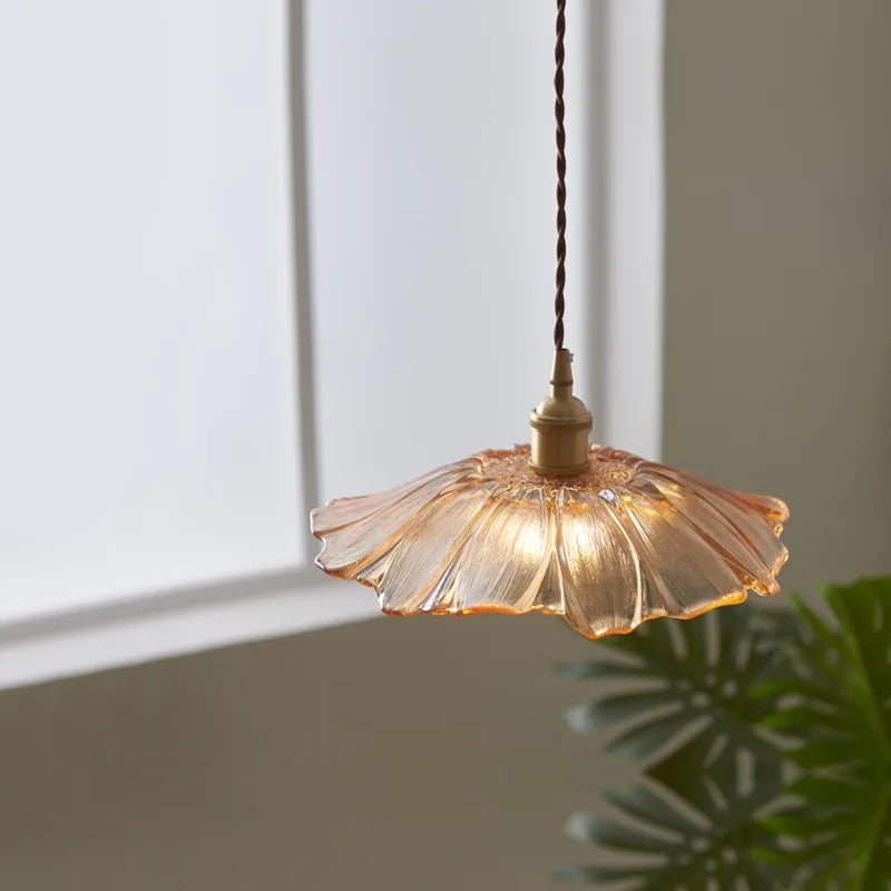 Suspension Vintage en verre de fleur - vue 5 sur 10